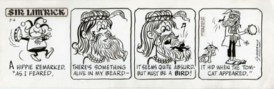 ED NOFZIGER -SIR LIM'RICK DAILY ART 09-06-67 HIPPIE BIRD