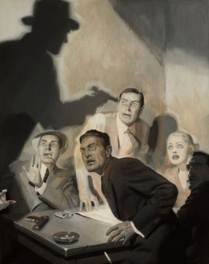 H.J. WARD - GREEN HORNET: CAPTURING GANG PULP PAINTING