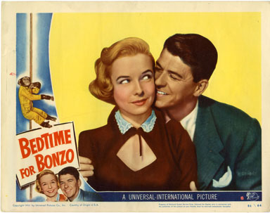 BEDTIME FOR BONZO (1951) LOBBY CARD #8 RONALD REAGAN / DIANA LYNN