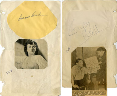 DEANNA DURBIN / GREG RATOFF - SIGNED AUTOGRAPH BOOK PG