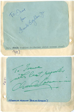 FRANK COGHLAN JR/CHARLES KORVIN - SIGNED AUTO BOOK PAGE