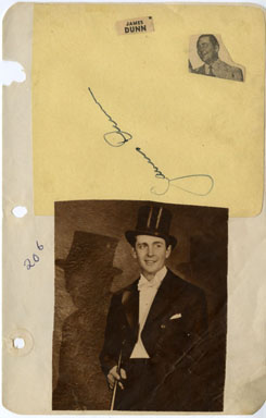 JAMES DUNN - SIGNED AUTOGRAPH BOOK PAGE  A TREE GROWS IN BROOKLYN