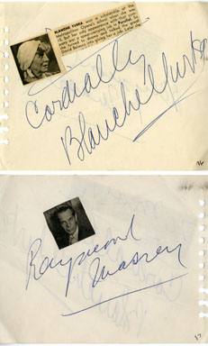 RAYMOND MASSEY / BLANCHE YURKA - SIGNED AUTOGRAPH BK PG