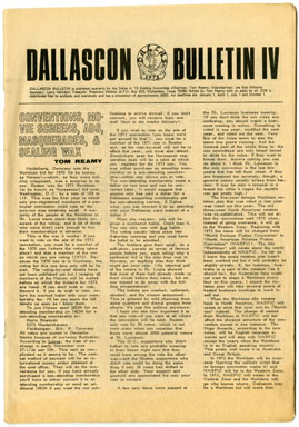 DALLASCON BULLETIN #4 (1969) FANZINE - STERANKO ARTWORK