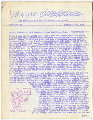 DATELINE: COMICDOM #17 (1966) FANZINE - RONN FOSS Art
