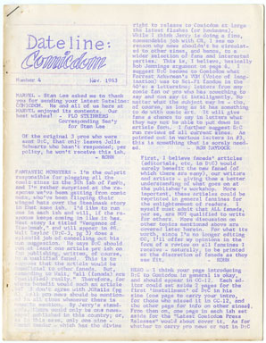 DATELINE: COMICDOM #4 (1963) FANZINE FORRY ACKERMAN