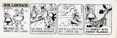 ED NOFZIGER -SIR LIM'RICK DAILY ART 09-28-67 ZOO ZEBRA