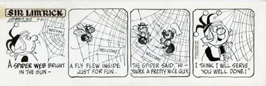 ED NOFZIGER -SIR LIM'RICK DAILY ART 09-30-67 SPIDER WEB