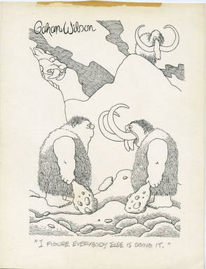 GAHAN WILSON - CAVEMAN / SABRE TOOTH CARTOON ORIG ART