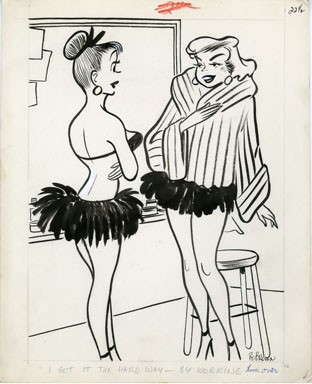 BO BROWN - JEST MAGAZINE GAG ORIG ART 1958 - MINK COAT