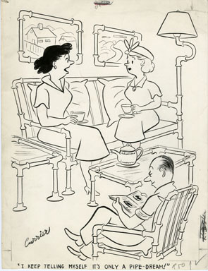 CURRIER - JOKER MAGAZINE GAG 1955 ORIG ART - PIPE DREAM