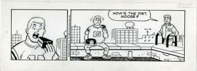ARCHIE DAILY STRIP ORIGINAL ART 10-12-89 BIG MOOSE DIET