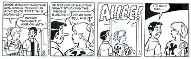 ARCHIE DAILY STRIP ORIGINAL ART 4-14-86 WRONG TEST