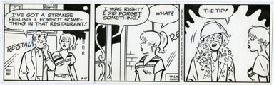 ARCHIE DAILY STRIP ORIGINAL ART 7-15-85 RESTAURANT TIP