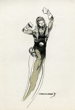 TOM CHRISTOPHER - SPACEMAN FANZINE ILLO ORIG ART 1970s