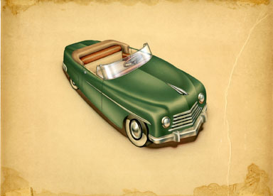 VINTAGE CONVERTABLE PAINTING ORIGINAL ART