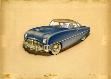 VINTAGE SEDAN PAINTING ORIGINAL ART