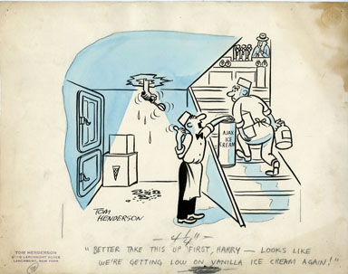 TOM HENDERSON - ICE CREAM SHOPPE GAG PANEL ORIG ART