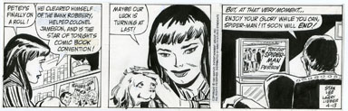 LARRY LIEBER -SPIDER-MAN DAILY ORIG ART 4-13-91 MARY JANE CON