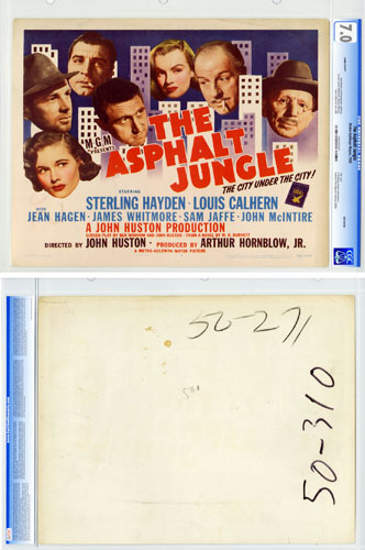 ASPHALT JUNGLE 1950 CGC GRADED TITLE LOBBY CARD MARILYN MONROE