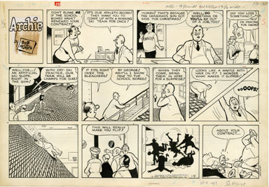 BOB MONTANA - ARCHIE SUNDAY ORIG ART 1-3-65 DRY SKIING