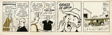 BOB MONTANA - ARCHIE DAILY ORIG ART 9-7-68 GRASS IS UP!