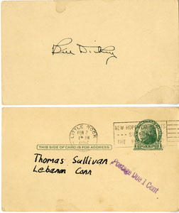 BILL DICKEY - VINTAGE SIGNED POSTCARD 1952 HALL OF FAME