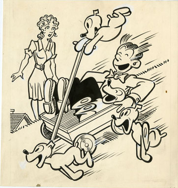BLONDIE COMICS #20 COVER ORIGINAL ART 1950 WAGON RIDE