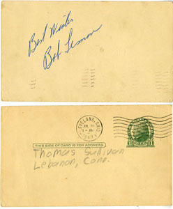 BOB LEMON - VINTAGE SIGNED POSTCARD 1949 HALL OF FAMER