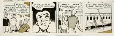 BOB MONTANA - ARCHIE DAILY ART 8-18-70 TRAIN WINDOWS