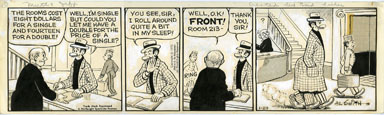 AL SMITH -MUTT & JEFF DAILY ORIG ART 1-29-73 HOTEL ROOM