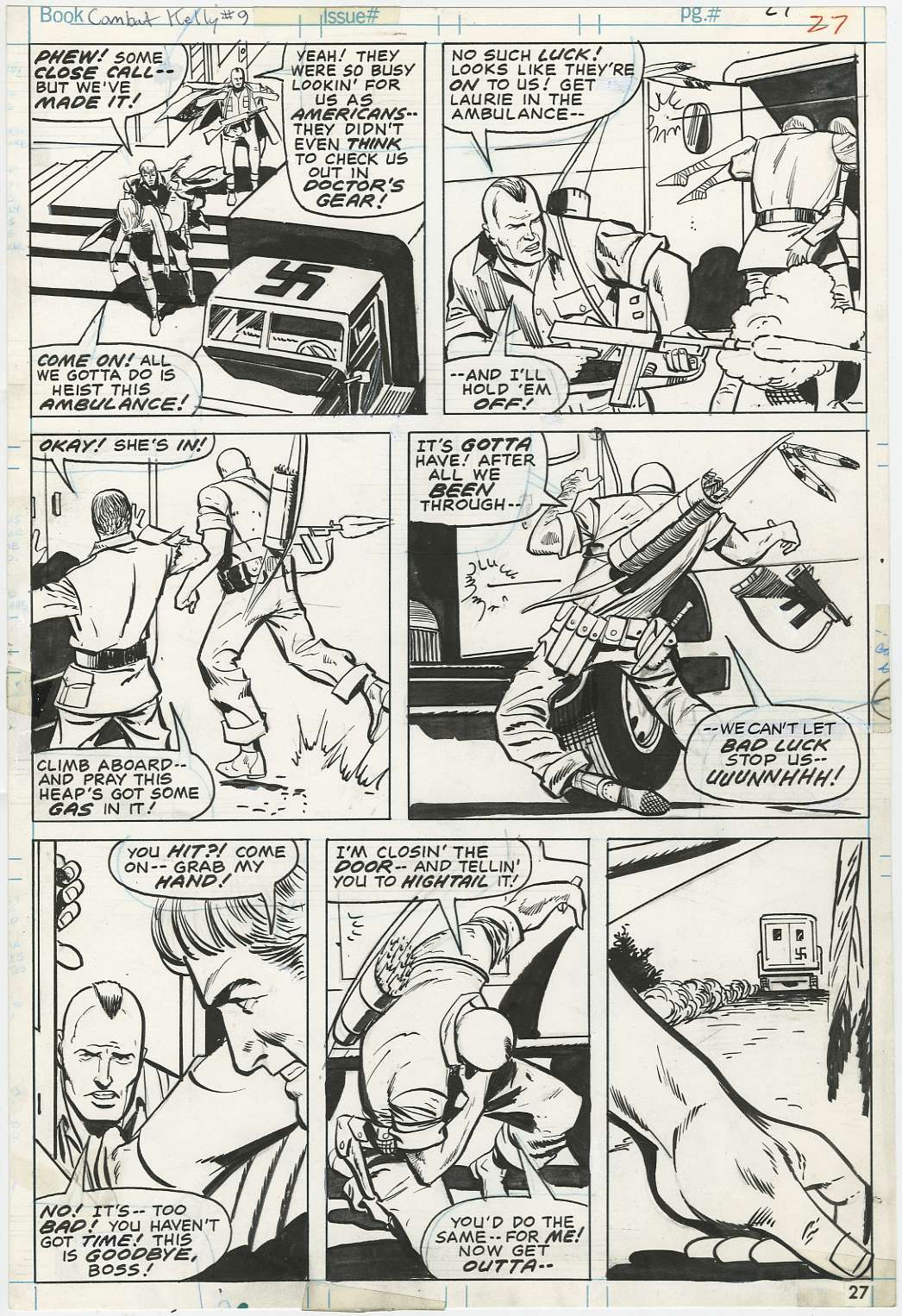 DICK AYERS - Orig COMBAT KELLY #9 pg 27 Art DEATH of JAY LITTLE BEAR
