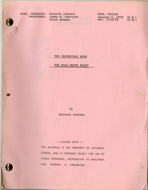 INCREDIBLE HULK - ORIGINAL SCRIPT EP. 1 "FINAL ROUND"
