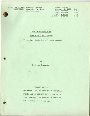 INCREDIBLE HULK - ORIGINAL SCRIPT EP. 4 "TIMES SQUARE"