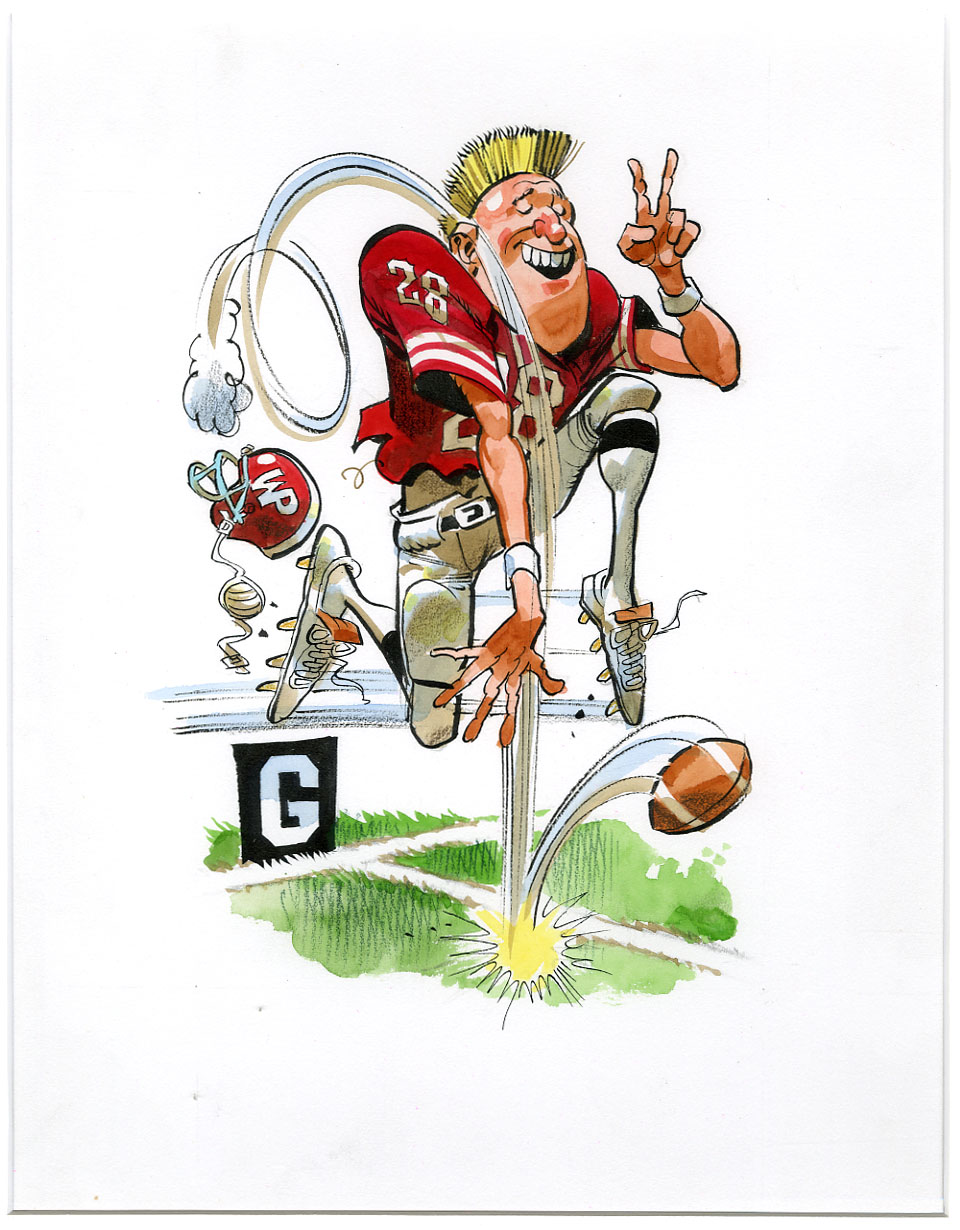 JACK DAVIS - TOUCHDOWN CELEBRATE/FOOTBALL ILLO ORIG ART