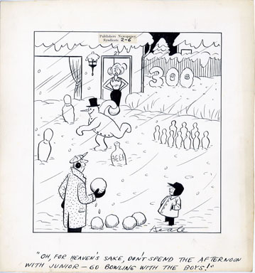 JEFF KEATE -TIME OUT PANEL ORIG ART 2-6 BOWLING SNOWMAN