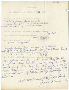 JESSEE HAINES - HANDWRITTEN QUESTIONNAIRE (1965)