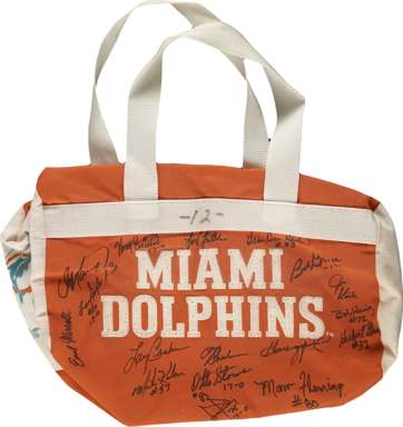 MIAMI DOLPHINS MULTI-SIGNED EQUIP. BAG BOB GRIES MARINO