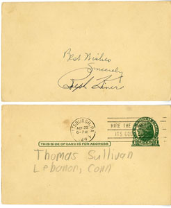 RALPH KINER - VINTAGE SIGNED POSTCARD 1949 HALL OF FAMER