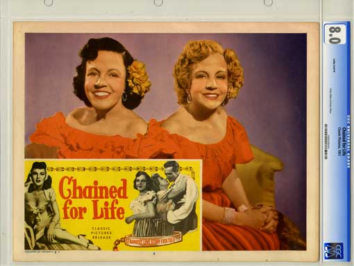 CHAINED FOR LIFE (1951) CGC LOBBY CARD VF 8.0 - HILTON