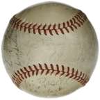 1947 NY YANKEES WORLD CHAMP TM SIGNED BASEBALL DiMAGGIO