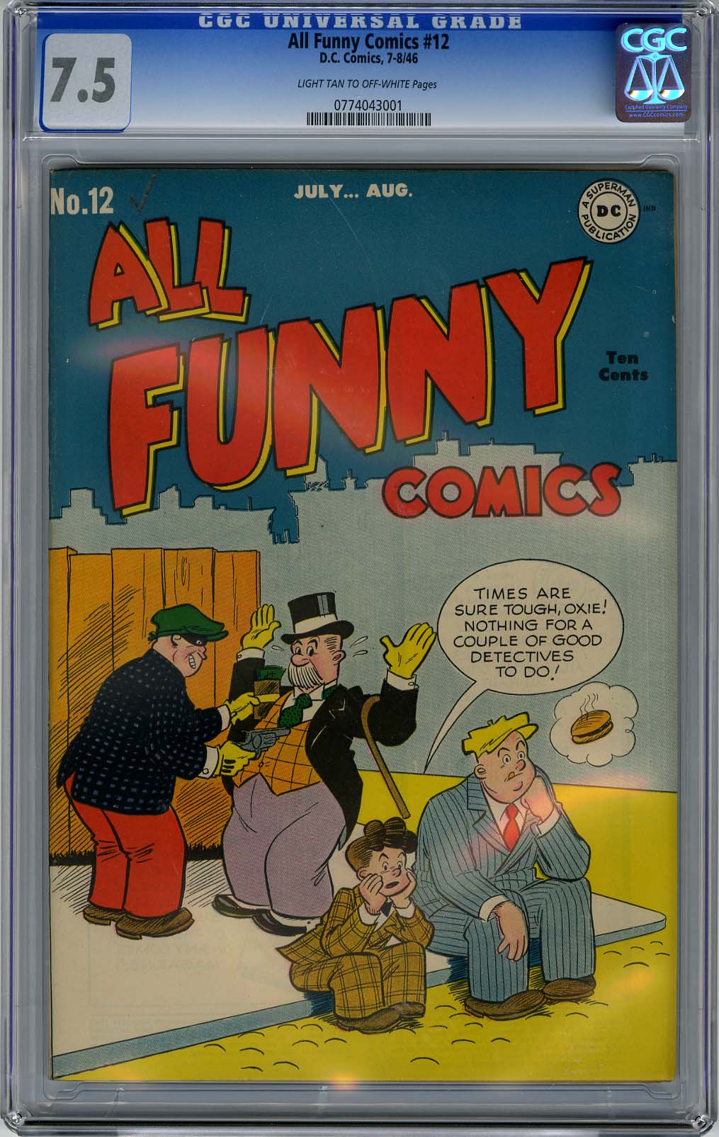 ALL FUNNY COMICS #12 (1946) CGC VF- 7.5 Highest Graded