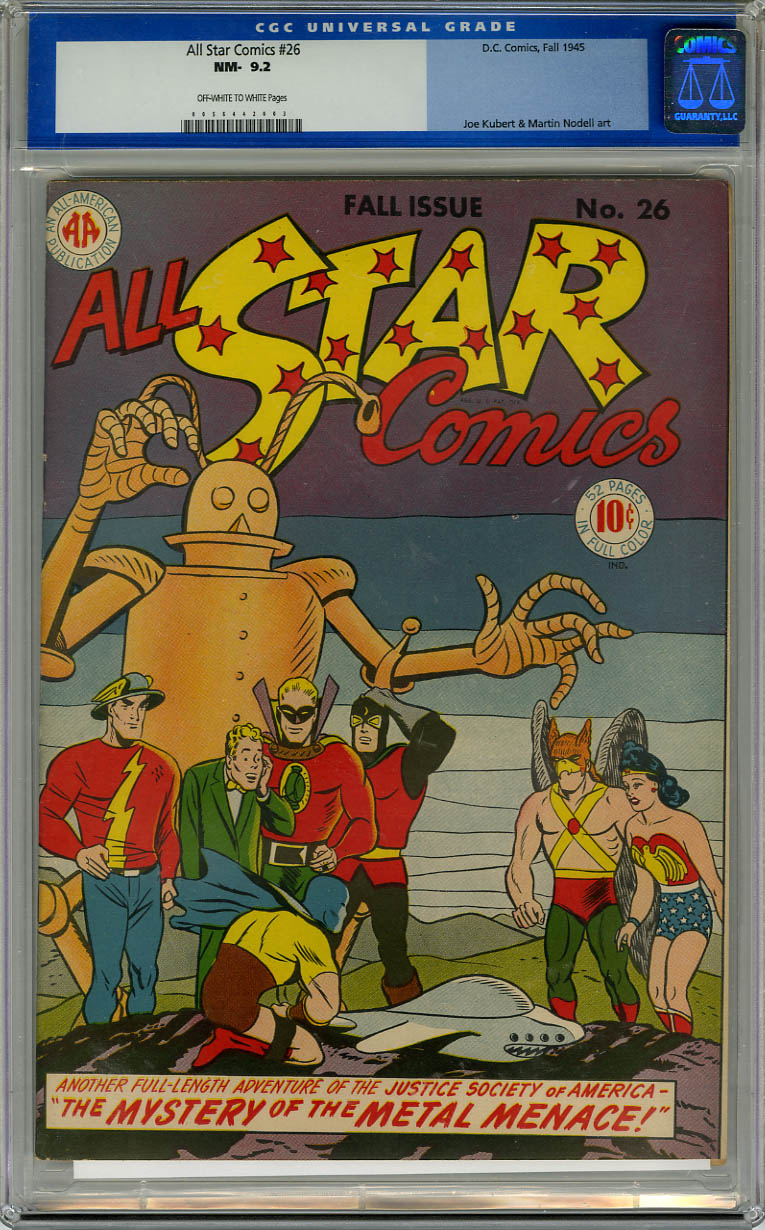 ALL STAR COMICS #26 (1945) CGC NM- 9.2 OWW Pages