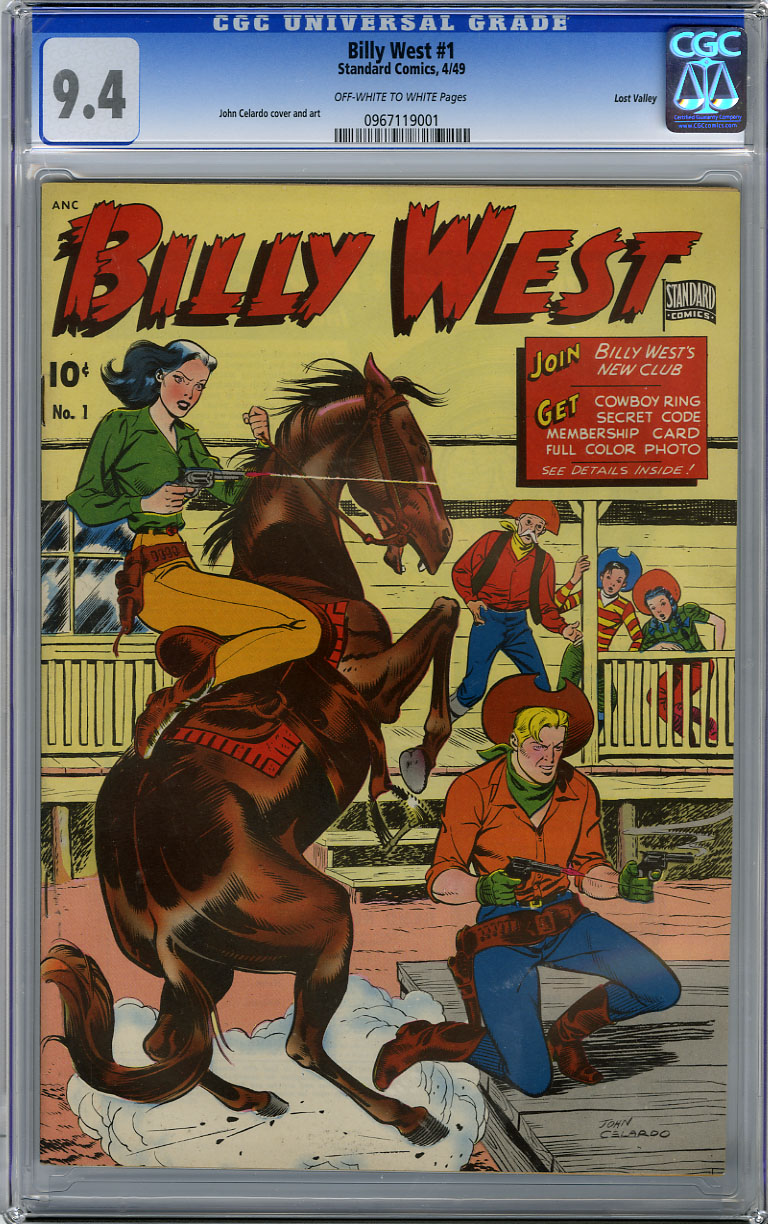 BILLY WEST #1 (1949) CGC NM 9.4 OWW Pages - LOST VALLEY - HIGHEST GRADED!!