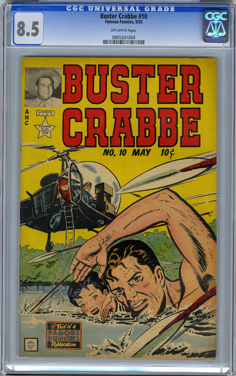 BUSTER CRABBE #10 (1953)  CGC VF+ 8.5 - OW Pages