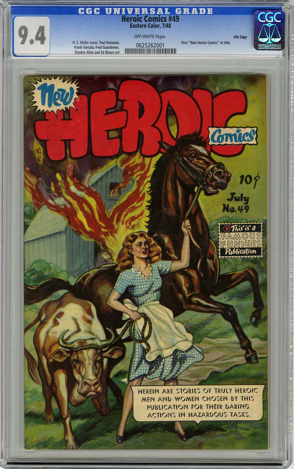 HEROIC COMICS #49 (1948) CGC NM 9.4 OW Pages FILE COPY