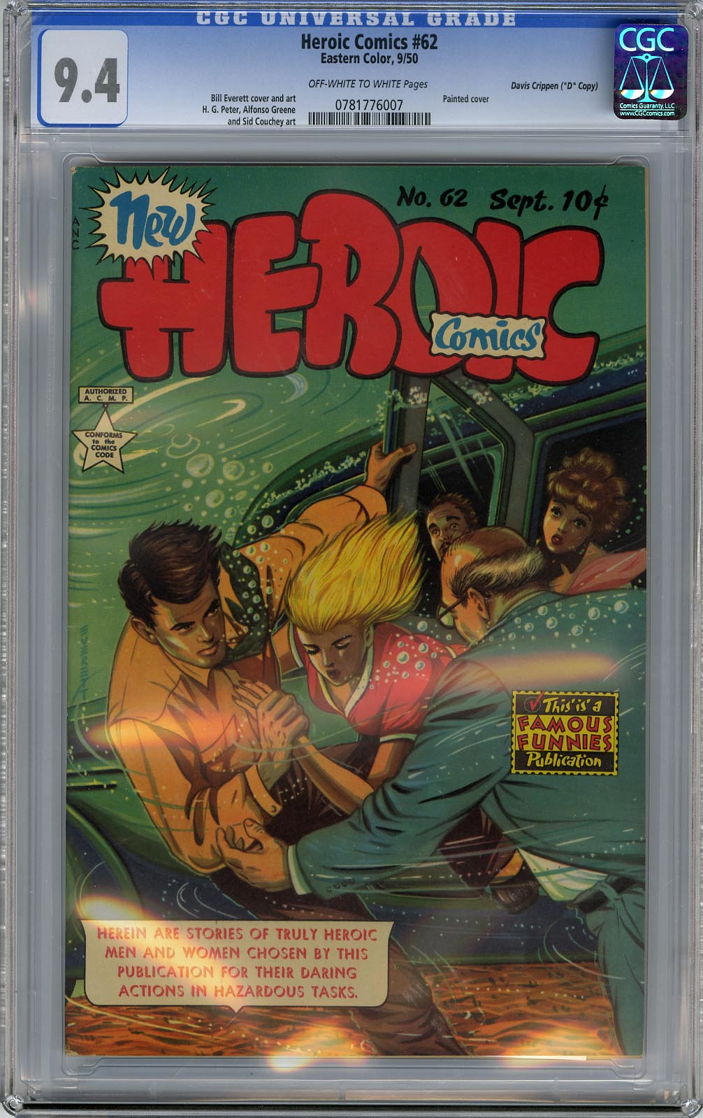 HEROIC COMICS #62 (1950) CGC NM 9.4 OWW Pages "D" COPY