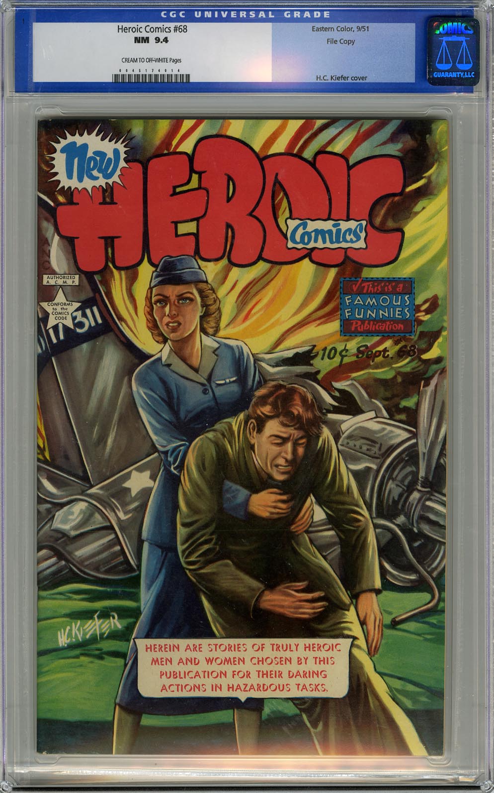 HEROIC COMICS #68 (1951) CGC NM 9.4 COW Pages FILE COPY