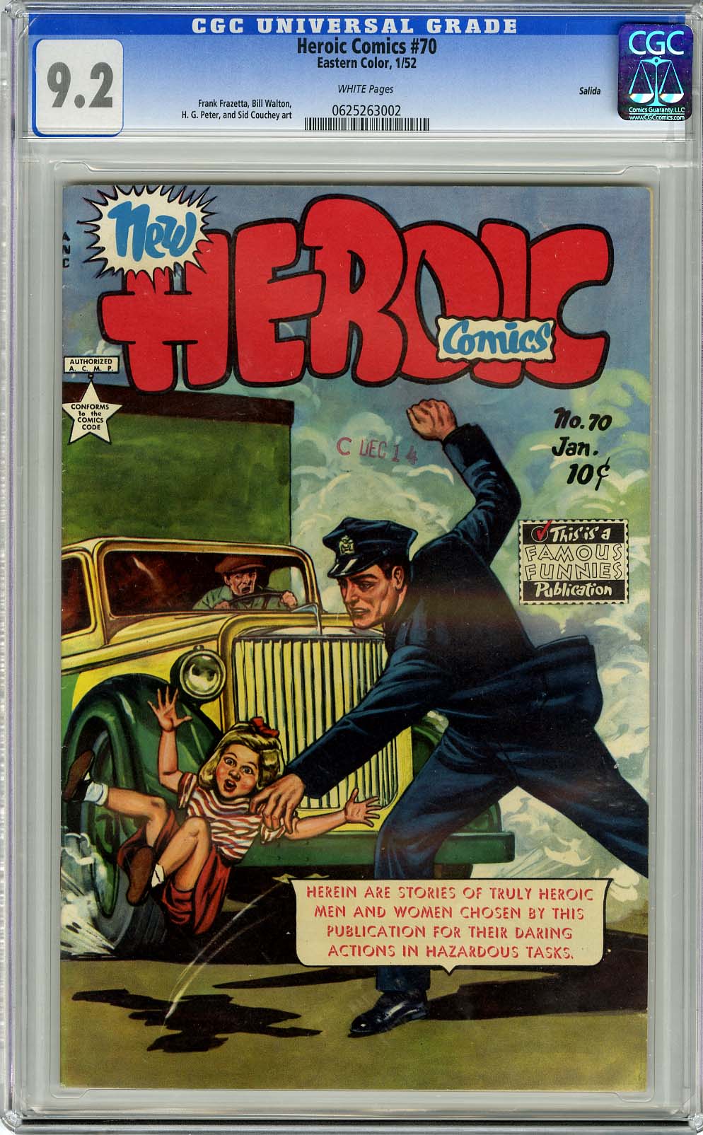 HEROIC COMICS #70 (1952) CGC NM- 9.2 WHT Pg SALIDA COPY