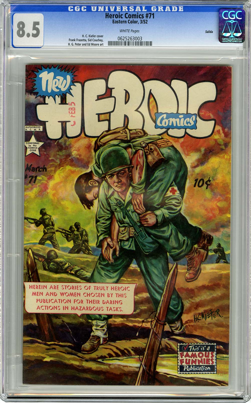 HEROIC COMICS #71 (1952) CGC VF+ 8.5 WHT Pg SALIDA COPY